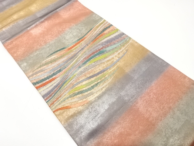 JAPANESE FUKURO OBI / EMBROIDERY / ABSTRACT STRIPE